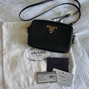 Prada saffiano leather camera bag